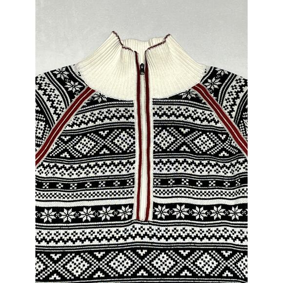 Eddie Bauer Nordic Ski Fair Isle Sweater Womens Small 1/4 Zip Mock Neck Pullover - Picture 3 of 15